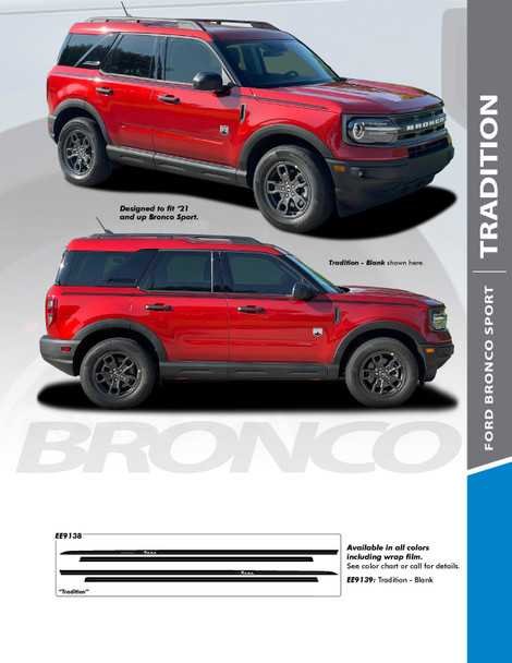 TRADITIONS : 2021-2024 Ford Bronco Sport Body Stripes Decals Vinyl Graphics Stripe Kit