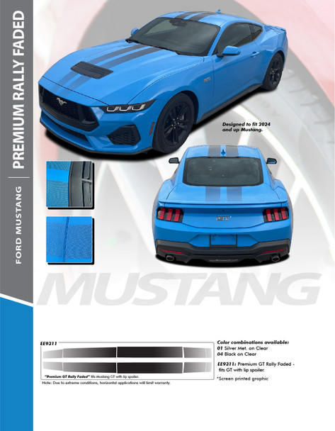2024-2025 Ford Mustang GT Racing Rally Stripes Vinyl Graphics Decals Kit (PDS-9311)