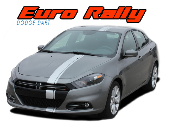 Dodge Dart Euro Rally Racing Stripes - Front Angle View. Enhance your 2013-2016 Dodge Dart with Euro Rally Racing Stripes. Precision-cut vinyl graphics for a sleek, aggressive look. Premium 3M automotive-grade vinyl. Dodge Dart Euro Rally Racing Stripes - Front Angle View. Enhance your 2013-2016 Dodge Dart with Euro Rally Racing Stripes. Precision-cut vinyl graphics for a sleek, aggressive look. Premium 3M automotive-grade vinyl.