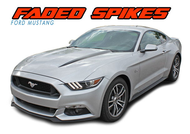 FADED SPIKES Hood Spear Stripes Vinyl Graphic Decals Kit : Ford Mustang Vinyl Graphics Decals Stripes Kit