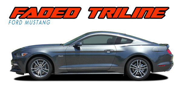 FADED TRILINE ROCKER Lower Door Panel Rocker Stripes Vinyl Graphic Decals Kit : Ford Mustang Vinyl Graphics Decals Stripes Kit