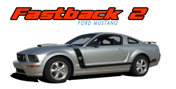 FASTBACK 2 for 2005-2009 Ford Mustang BOSS Style Hood Side Door Vinyl Graphics Racing Stripe Kit