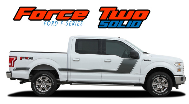 FORCE TWO SOLID Hockey Stripe "Appearance Package Style" Kit : Ford F-Series F-150 Vinyl Graphics Decals Stripes Kit