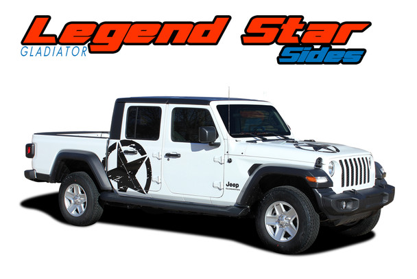 LEGEND STAR SIDES for Jeep Gladiator Side Body Star Vinyl Graphics Decal Stripe Kit