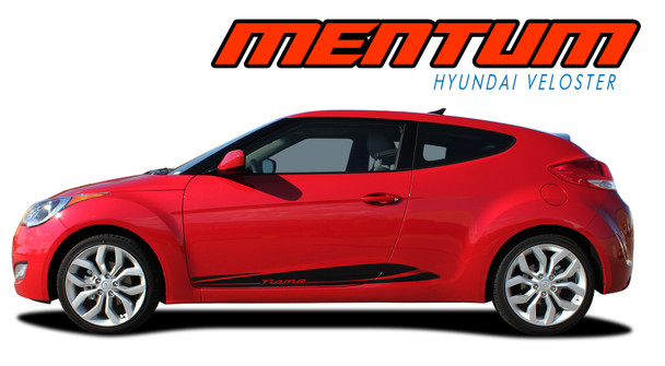 MENTUM Hyundai Veloster Lower Body Rocker Panel Vinyl Graphic Stripes Decal Kit