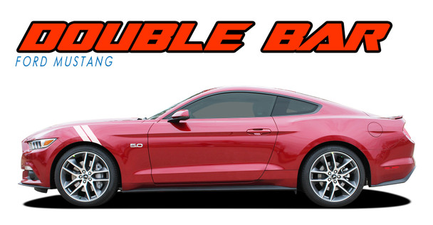 Mustang DOUBLE BAR Hood to Fender Hash Mark Style Vinyl Racing Stripes Kit : Ford Mustang Vinyl Graphics Decals Stripes Kit