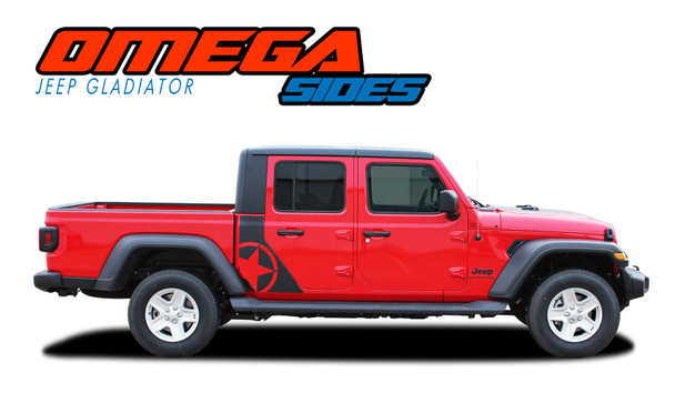 OMEGA SIDES for Jeep Gladiator Side Body Star Vinyl Graphics Decal Stripe Kit
