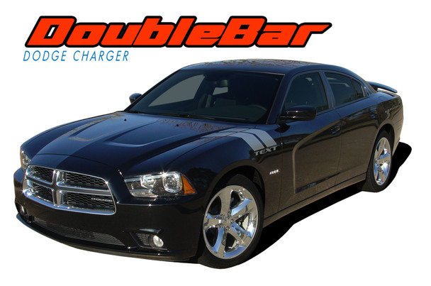 RECHARGE DOUBLE BAR | 2011-2014 Dodge Charger Hood to Fender Hash Marks Vinyl Graphic Decals & Stripe Kit