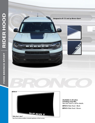 RIDER HOOD : 2021-2024 Ford Bronco Sport Hood Stripes Decals Vinyl ...