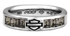 Harley-Davidson® Women's Ring, Black Ice Crystals Bar & Shield Band HDR0360