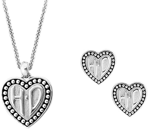 Harley-Davidson® Women's  Beaded Heart H-D Necklace & Earring Gift Set