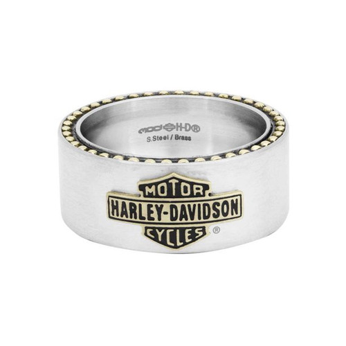 Harley-Davidson Men's Gold Toned Vintage Bar & Shield Ring