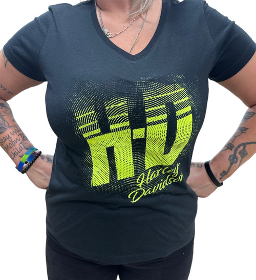 Women's Short Sleeve  V-Neck Tee - High Viz H-D - R004597