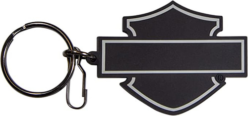 Plasticolor 004521R01 Harley-Davidson PVC Key Chain Silhouette Bar & Shield Black and Gray