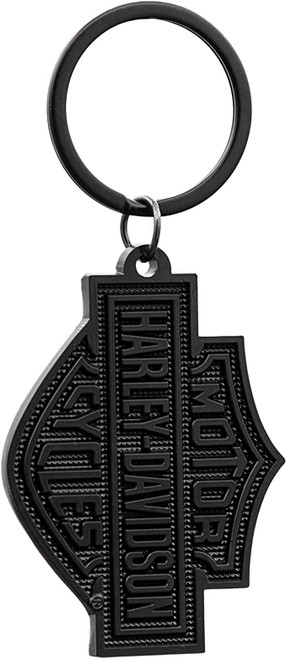 Plasticolor 004536R01 Harley-Davidson Bar and Shield over Knurled Black Background Key Chain