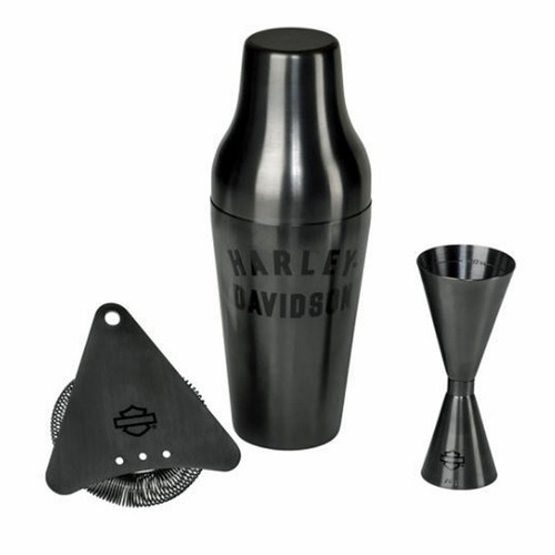 Harley-Davidson® Stainless Steel Cocktail Shaker Set | Matte Black | 3 Piece Set - HDX-98658