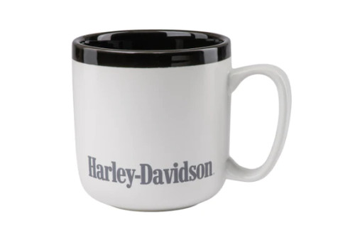 Harley-Davidson Two-Tone Scripted With Gloss Black Interior Ceramic Mug, 16 oz. White HDX-98659