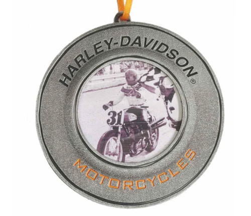 Harley-Davidson Mini Pewter Distressed Picture Frame Ornament, Gray HDX-99276