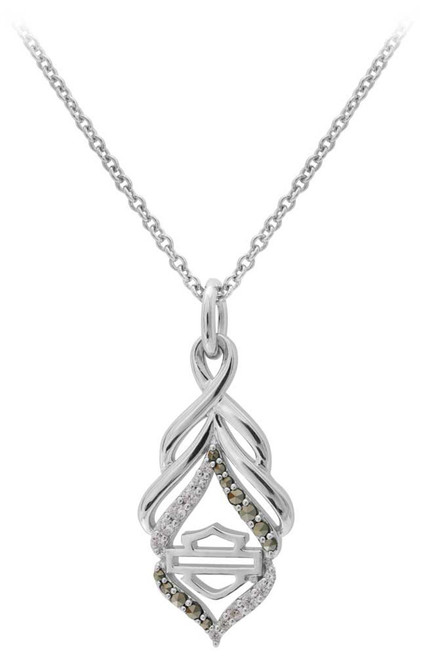 Harley-Davidson® Women's Salt & Pepper Twist Necklace, Sterling Silver HDN0418