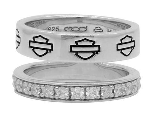 Harley-Davidson® Women's Double Band Bling Split Ring, Sterling Silver HDR0426