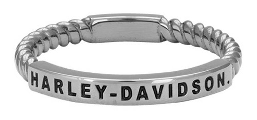 Harley-Davidson® Women's Ruthenium Plated 'Rope' Stackable Ring, Gray HDR0488