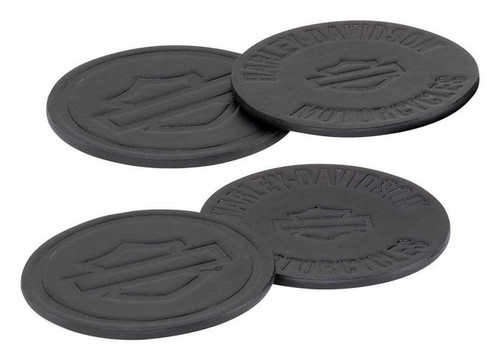 Harley-Davidson® Open Bar & Shield Coaster Set, Black Faux Leather, Set of Four