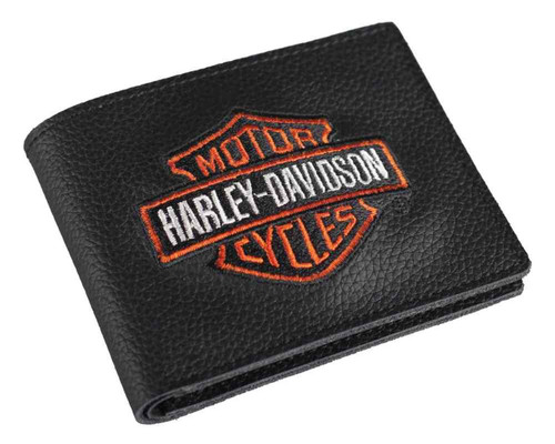 Harley-Davidson® Men's Embroidered Bar & Shield Billfold Wallet, XML4336-ORGBLK