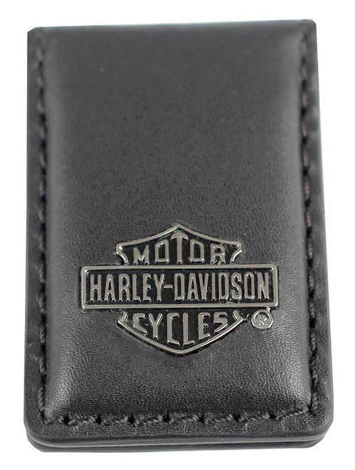 Harley-Davidson® Men's B&S Medallion Leather Magnetic Money Clip - Black
