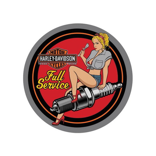 Harley-Davidson Spark Plug Babe Embossed Tin Sign