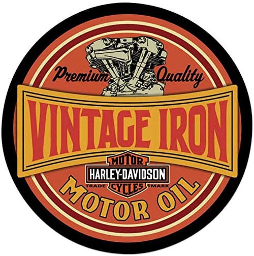 Harley-Davidson Vintage Iron Bar & Shield Embossed Tin Sign