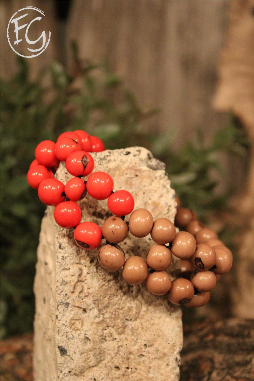 King Baby Red Coral Beaded Stretch Bracelet with 4 Sterling Silver Skulls |  6mm | REEDS Jewelers