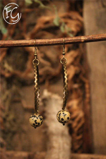 Dalmatian Stone Hoop Earrings