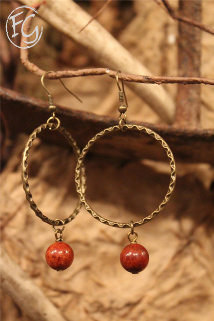 Farm Girls Hula Hoop Burgundy Earrings