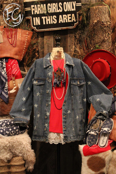 Authenticity Guaranteed Spacing Out Dark Denim Jacket, Women's Denim  Jacket, woman denim and red outfit
