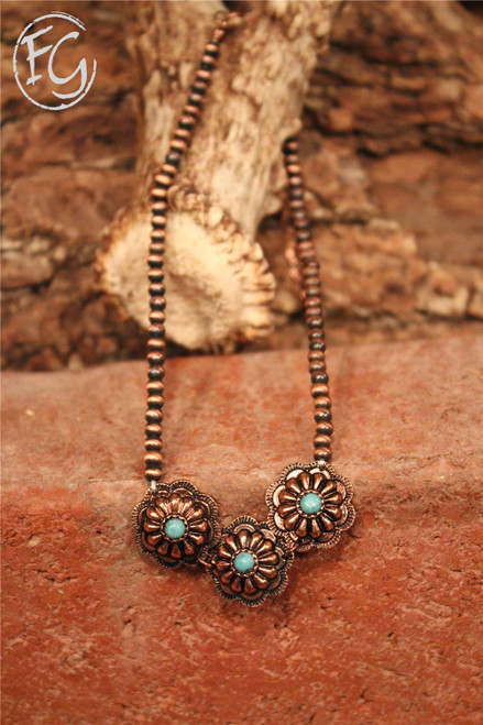 Over You Copper Turquoise Necklace