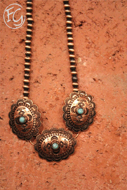 Classy In Copper Turquoise Necklace