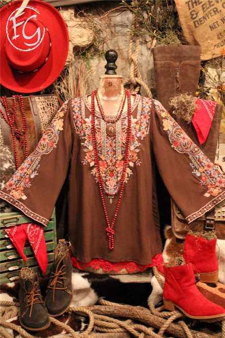 Intricate Details Dark Olive Blouse