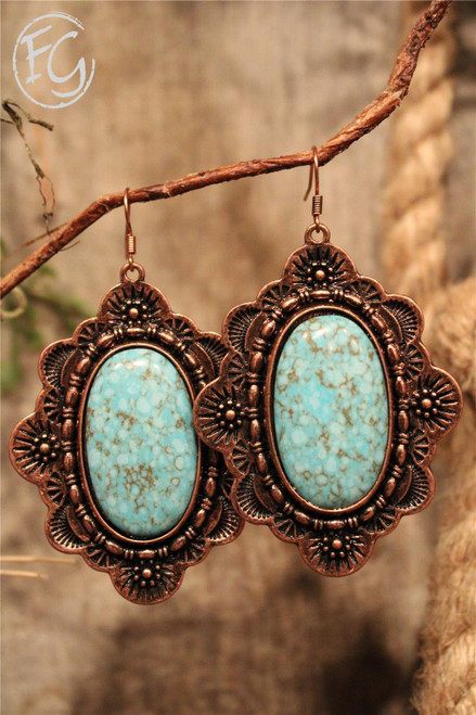 Bold Beauty Copper And Turquoise Earrings