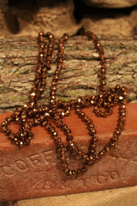 Copper Crystal Beaded Long Necklace