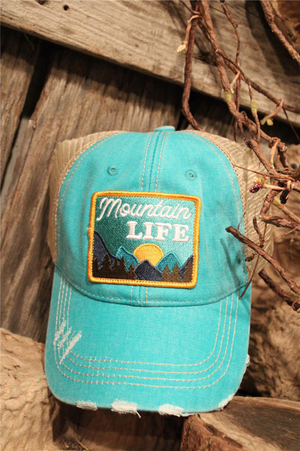 Mountain Life Distressed Ball Cap