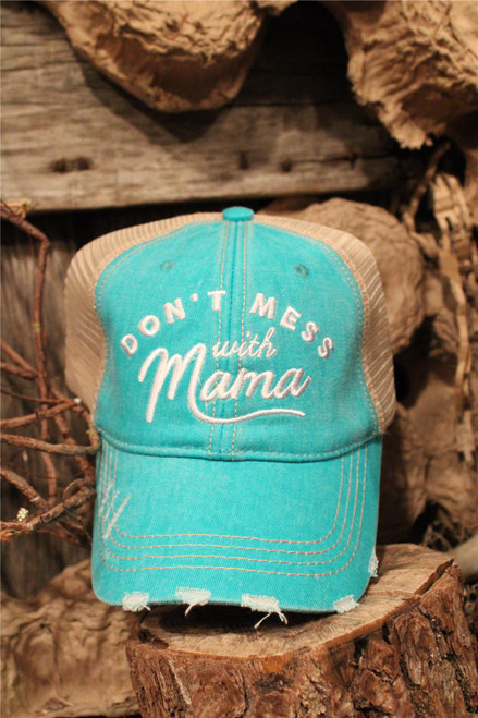 Don't Mess With Mama Distressed Ball Cap