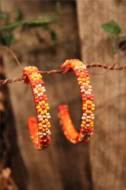 Tropical Flower Coral Earrings