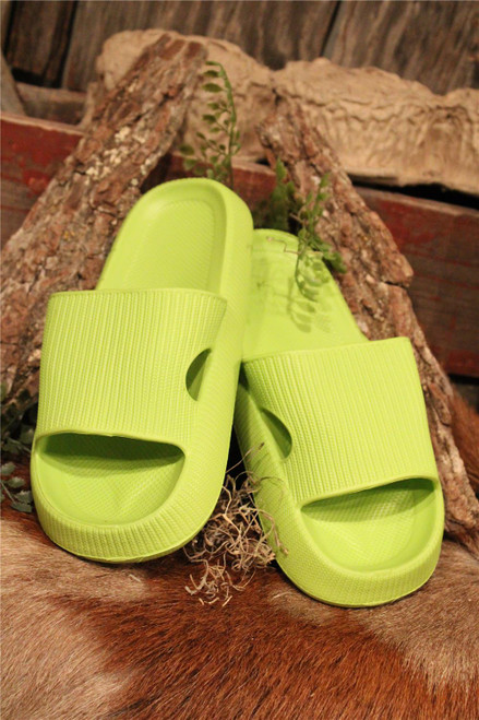 Making Waves Lime Slide Sandals