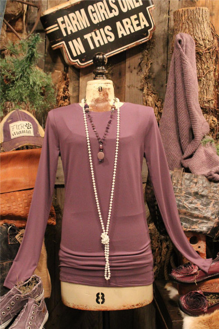 All Layered Up Lilac Gray Long Sleeve Casual Tee