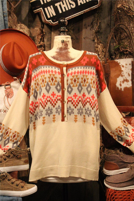 Aztec Delight Cream Sweater