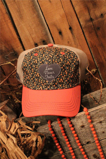 Love Never Fails Coral Ball Cap