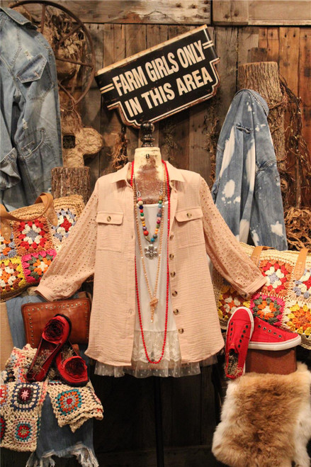 Sand Dollar Beige Button Up Blouse