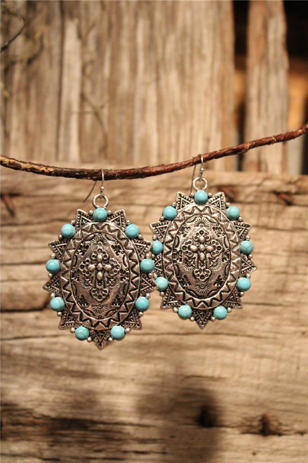 Badge Of Honor Turquoise Earrings