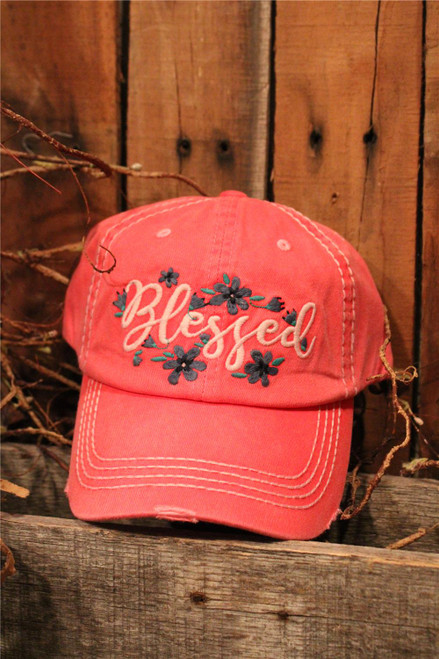 Blessed Distressed Fuchsia Ball Cap