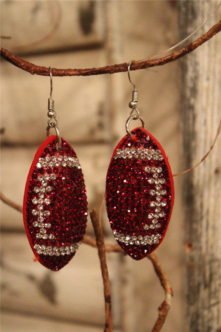 Football Glitter Red Earrings